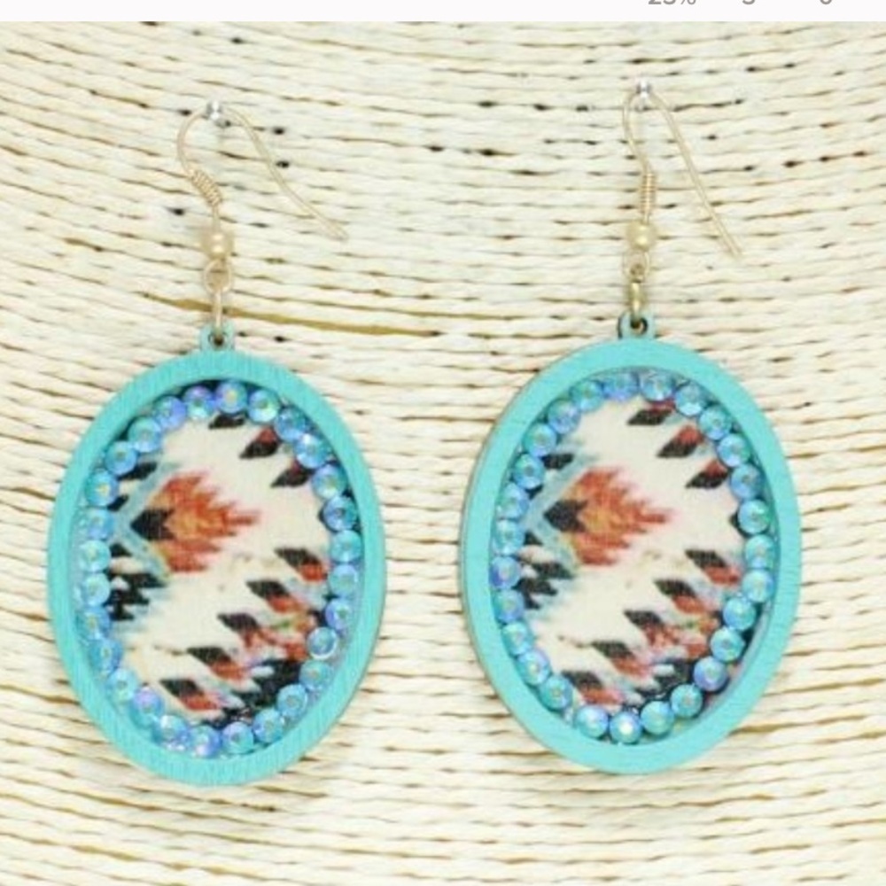 Aztec wood earrings